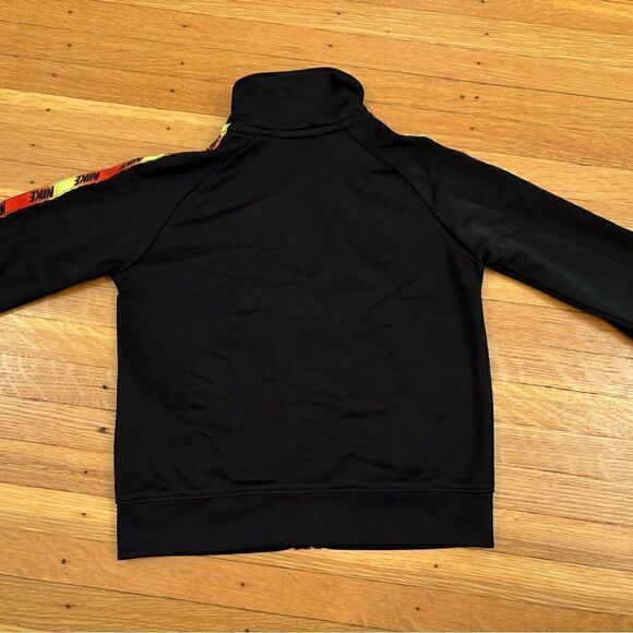 Nike black track zip up jacket with orange/yellow stripe down arms - Picture 3 of 5